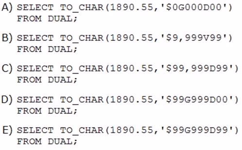 Exam 1z0-061 Question 5